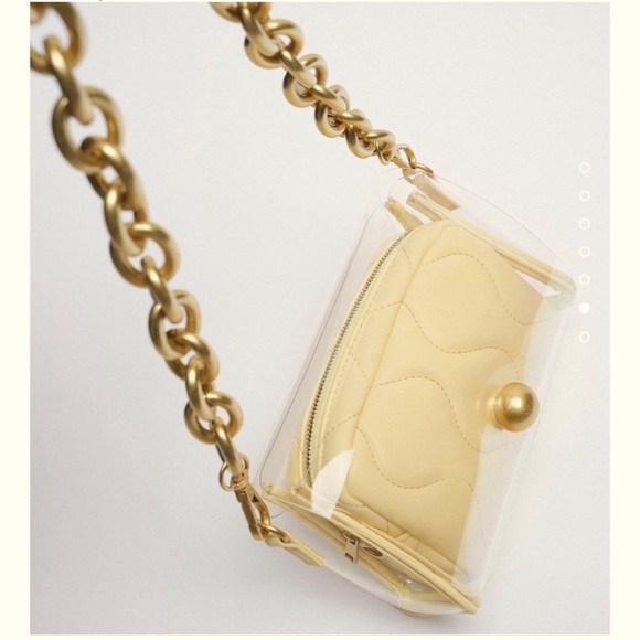 Zara Handbags - ZARA unique bag in bag Shoulder bag in gorgeous yellow with Gold chain 🔥🔥🔥